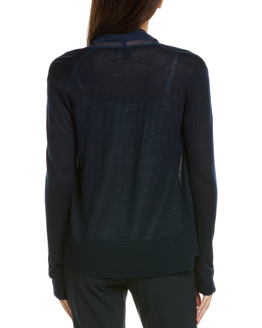 St. John Drape Collar Wool-Blend Cardigan