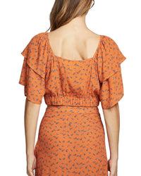 Chaser Kinney Flutter Sleeve Crop Top
