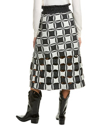 Sea Ny Catalina Calico Cutout Midi Skirt