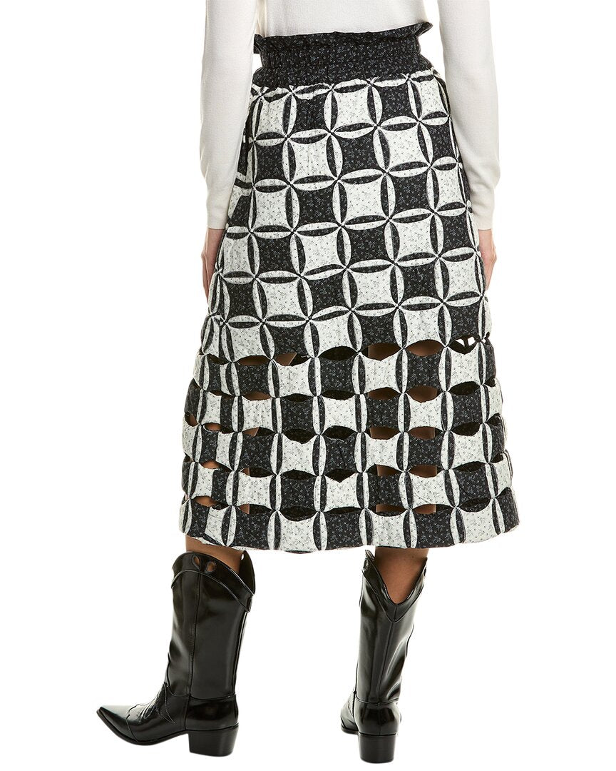 Sea Ny Catalina Calico Cutout Midi Skirt