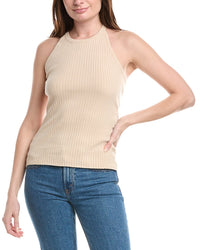 Line & Dot Sweater Tank Beige