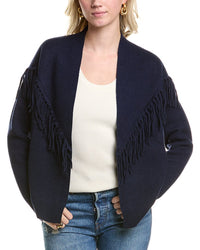Meir Fringe Wool & Cashmere-Blend Cardigan Blue