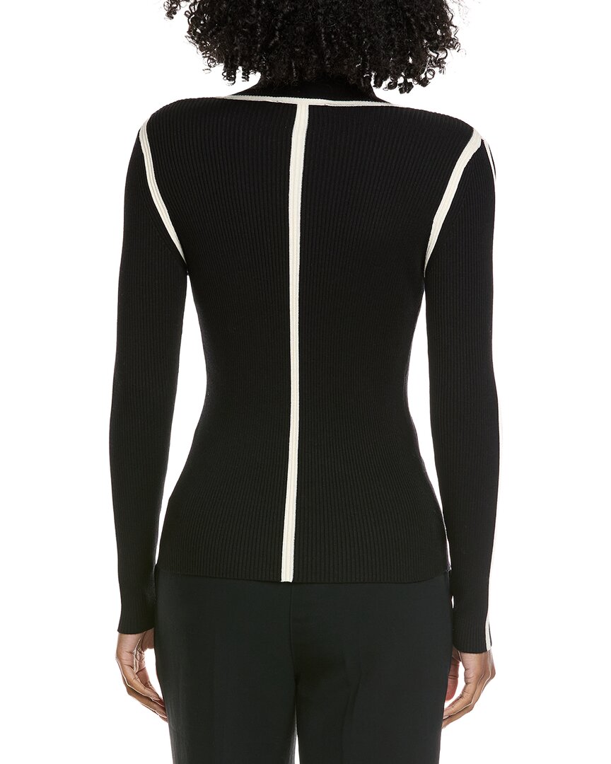 Elie Tahari Mock Neck Novelty Contrast Sweater