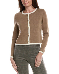 Bruno Magli Tipped Merino Wool Cropped Jacket