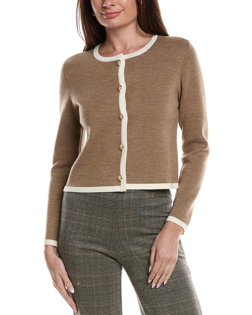 Bruno Magli Tipped Merino Wool Cropped Jacket