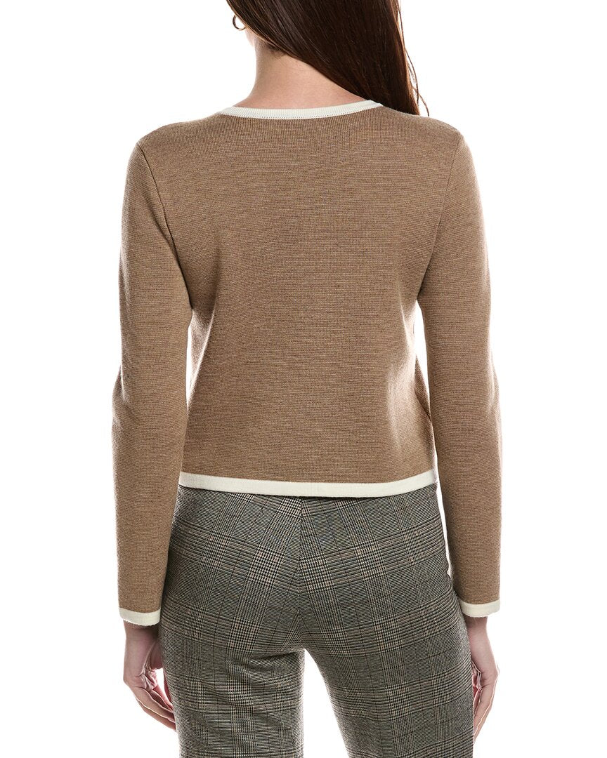 Bruno Magli Tipped Merino Wool Cropped Jacket