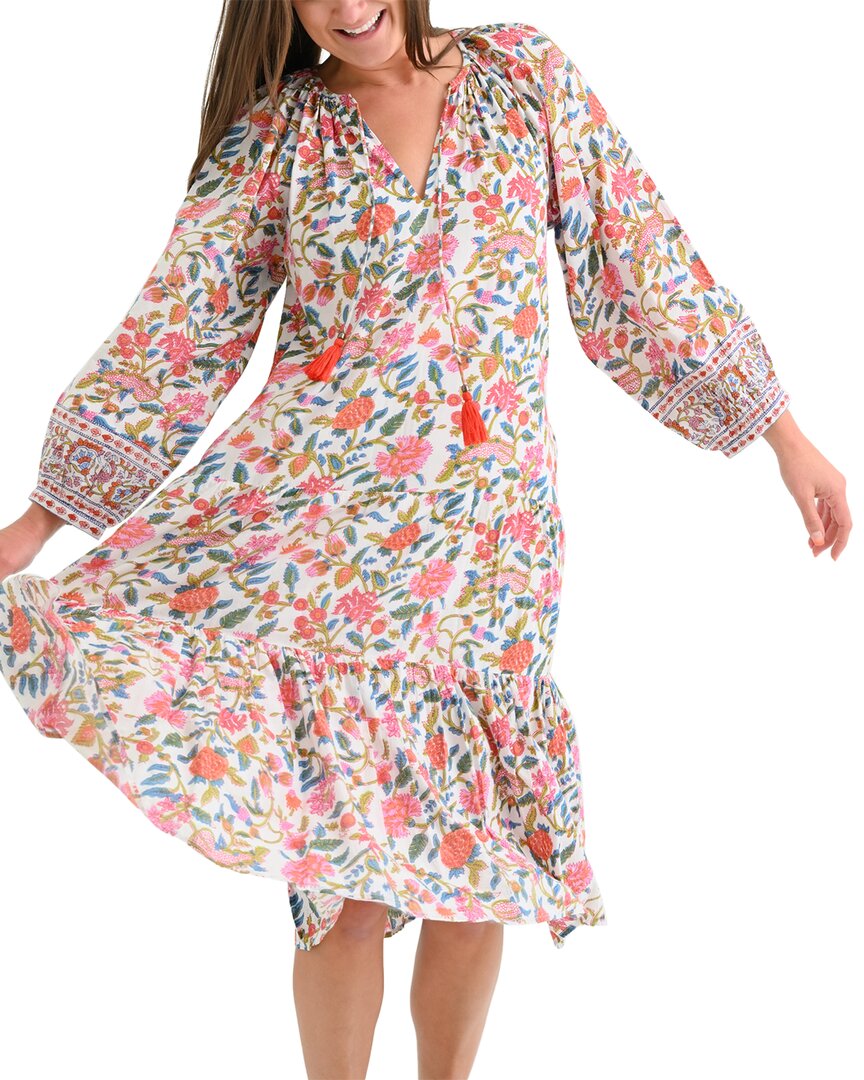 Pomegranate Belted Tiered Prairie Dress