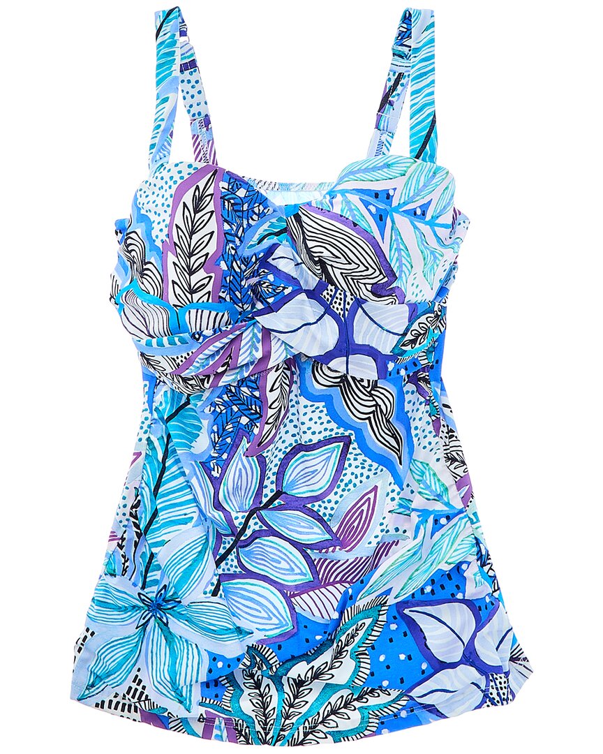 Profile By Gottex Tropic Boom E- Cup Tankini Blue Regular 4 (S)