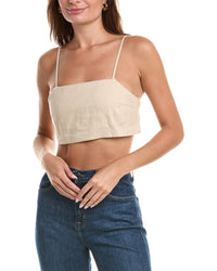 Hevron Tula Linen Crop Top Brown Multi