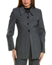 Ganni Stripe Blazer Grey Multi 32