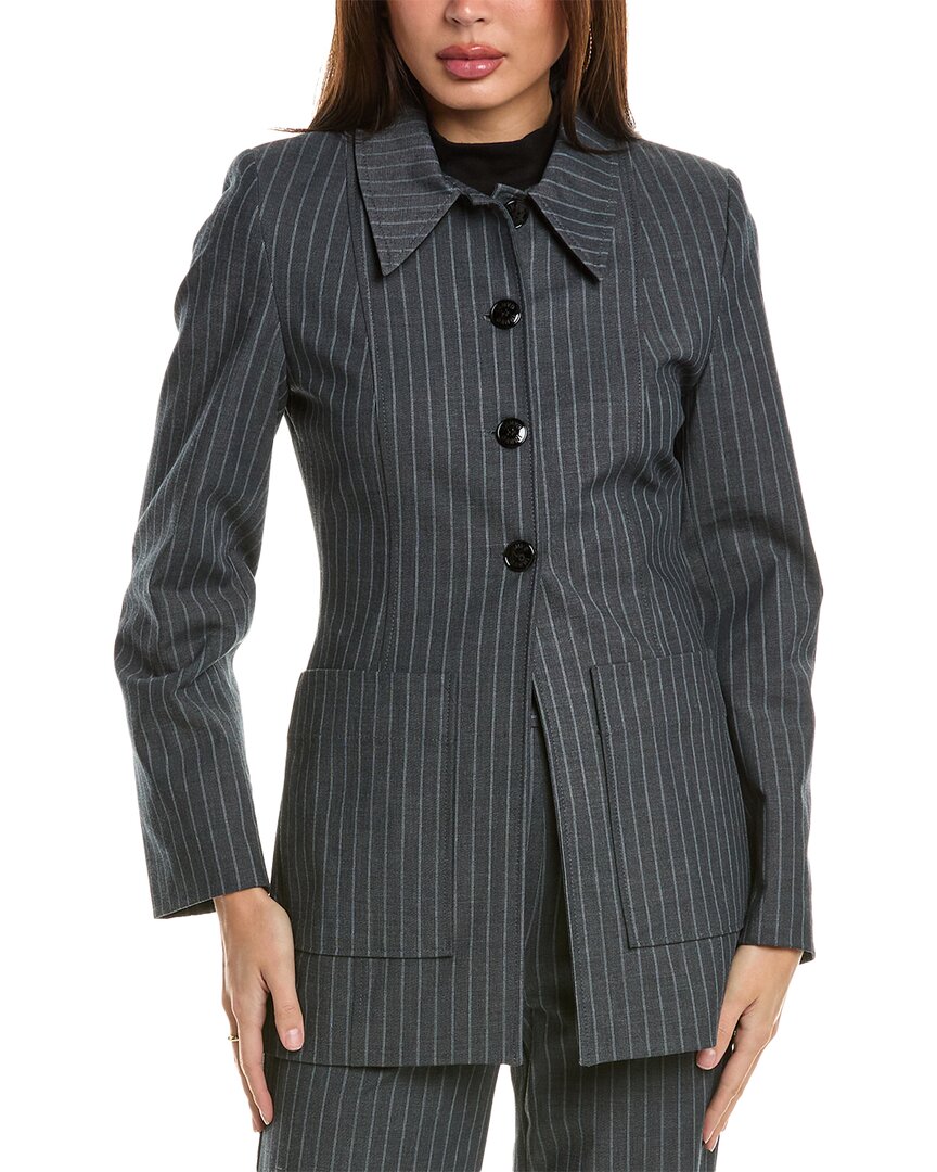 Ganni Stripe Blazer Grey Multi 32