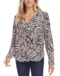 Karen Kane Half Placket Shirt Pink
