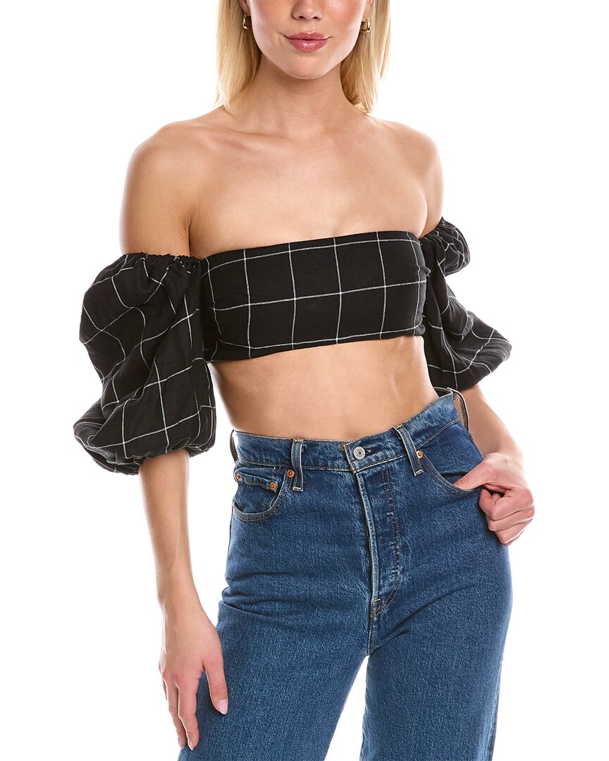 Rumer Quinn Linen Crop Top Black Regular 8 (M)