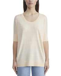Lafayette 148 New York Oversized Scoop Neck Linen Sweater Orange Regular 00 (XXS)