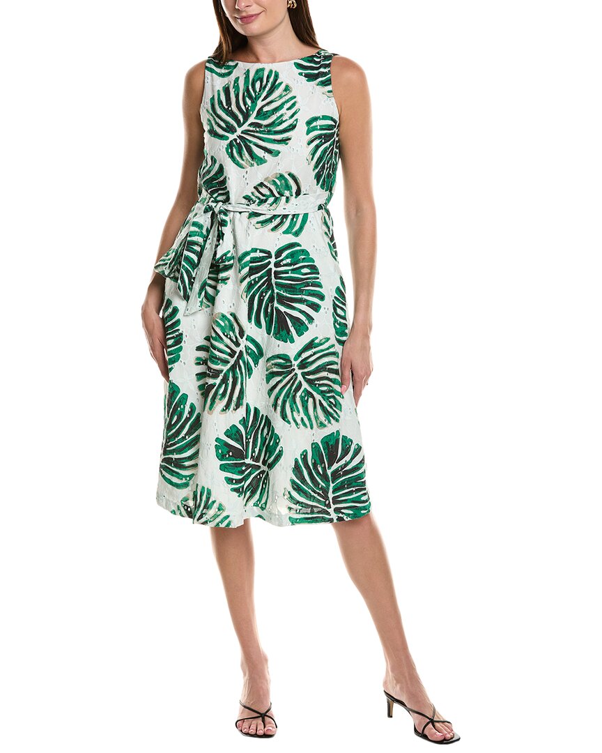 Anne Klein Eyelet Midi Dress Green