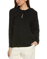 Lafayette 148 New York Silk Bolero Sleeve Blouse Black
