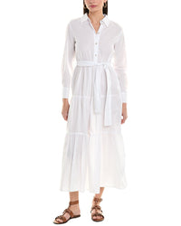 Alpha Studio Tiered Shirtdress 38 White
