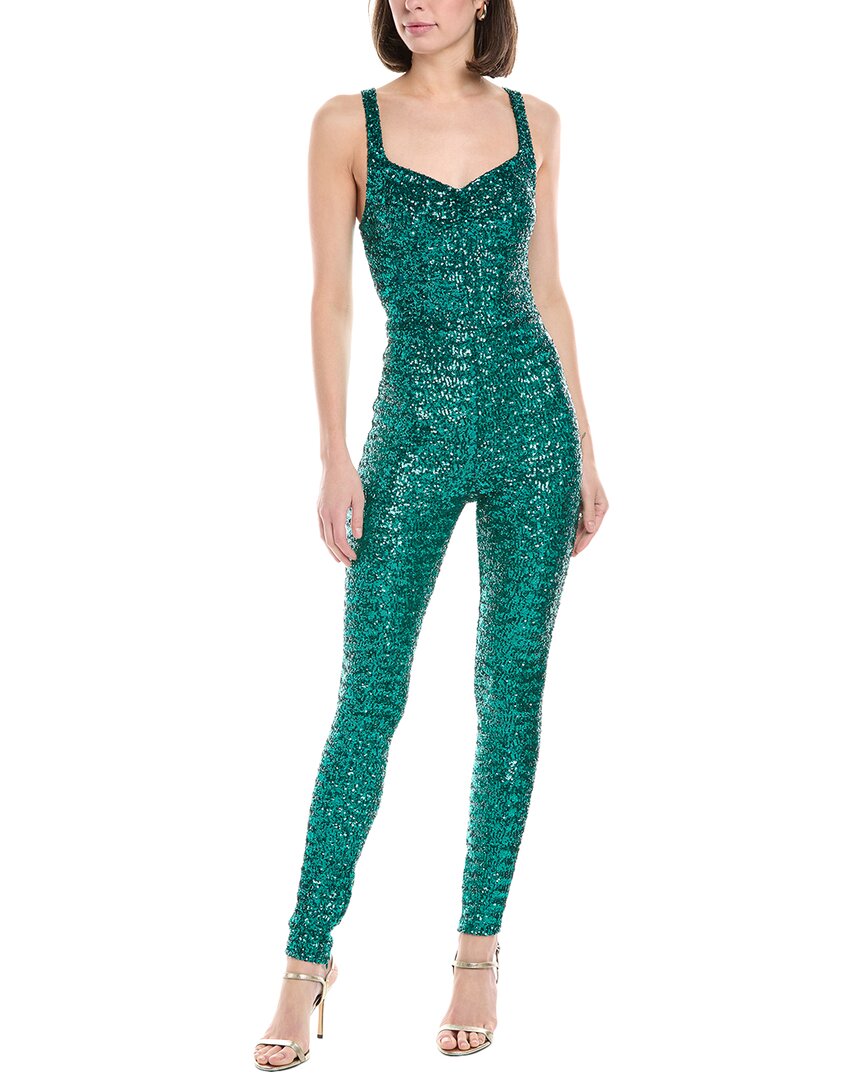 Elisabetta Franchi Tuta Donna Sequin Jumpsuit Green