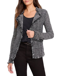 Nic+Zoe Petite Fringe Mix Knit Jacket
