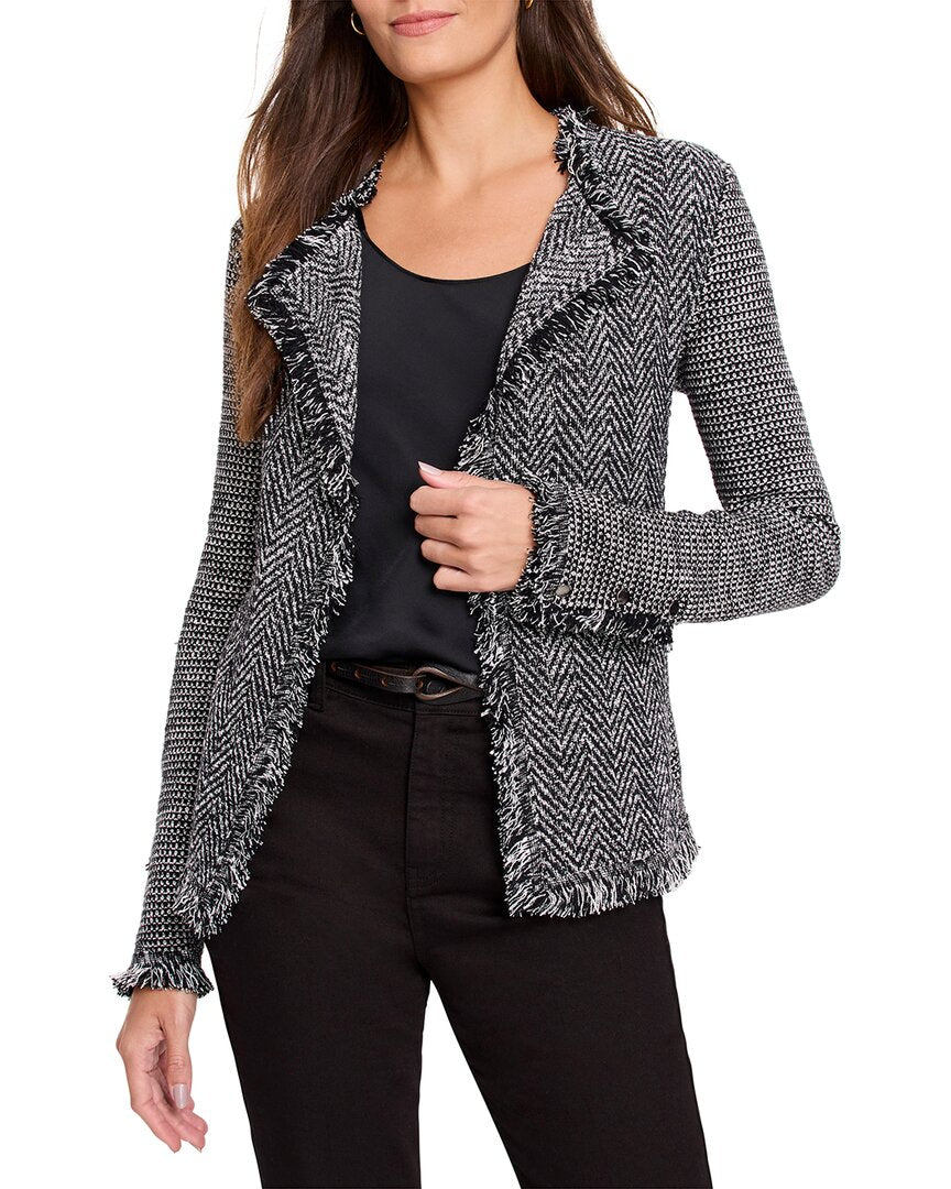 Nic+Zoe Petite Fringe Mix Knit Jacket