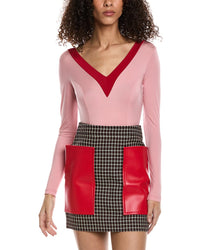 Burberry Two-Tone Jersey Bodysuit Pink
