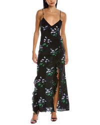 Les Rêveries Ruffle Cami Silk Maxi Dress 2 Blue
