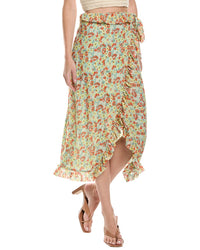 Ganni Mesh Ruffle Midi Skirt Green
