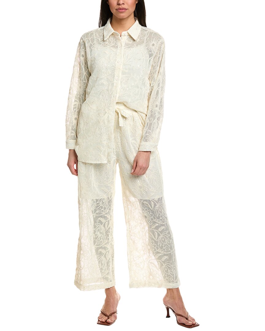 Beulah 2Pc Top & Pant Set Beige