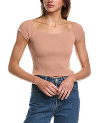 525 America Cropped Off Shoulder Rib Tank Beige Regular 0 (XS)