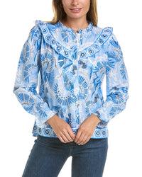 Sail To Sable Ruffle Top Regular 00 (XXS) Blue