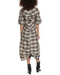 Ganni Cutout Linen & Silk-Blend Maxi Dress