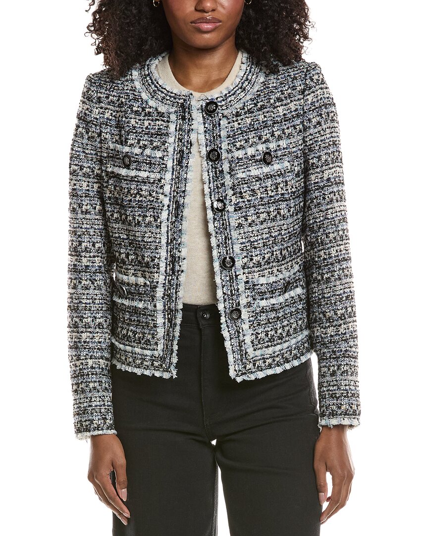 Elie Tahari Scoop Neck Button Front Wool-Blend Jacket