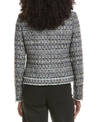 Elie Tahari Scoop Neck Button Front Wool-Blend Jacket