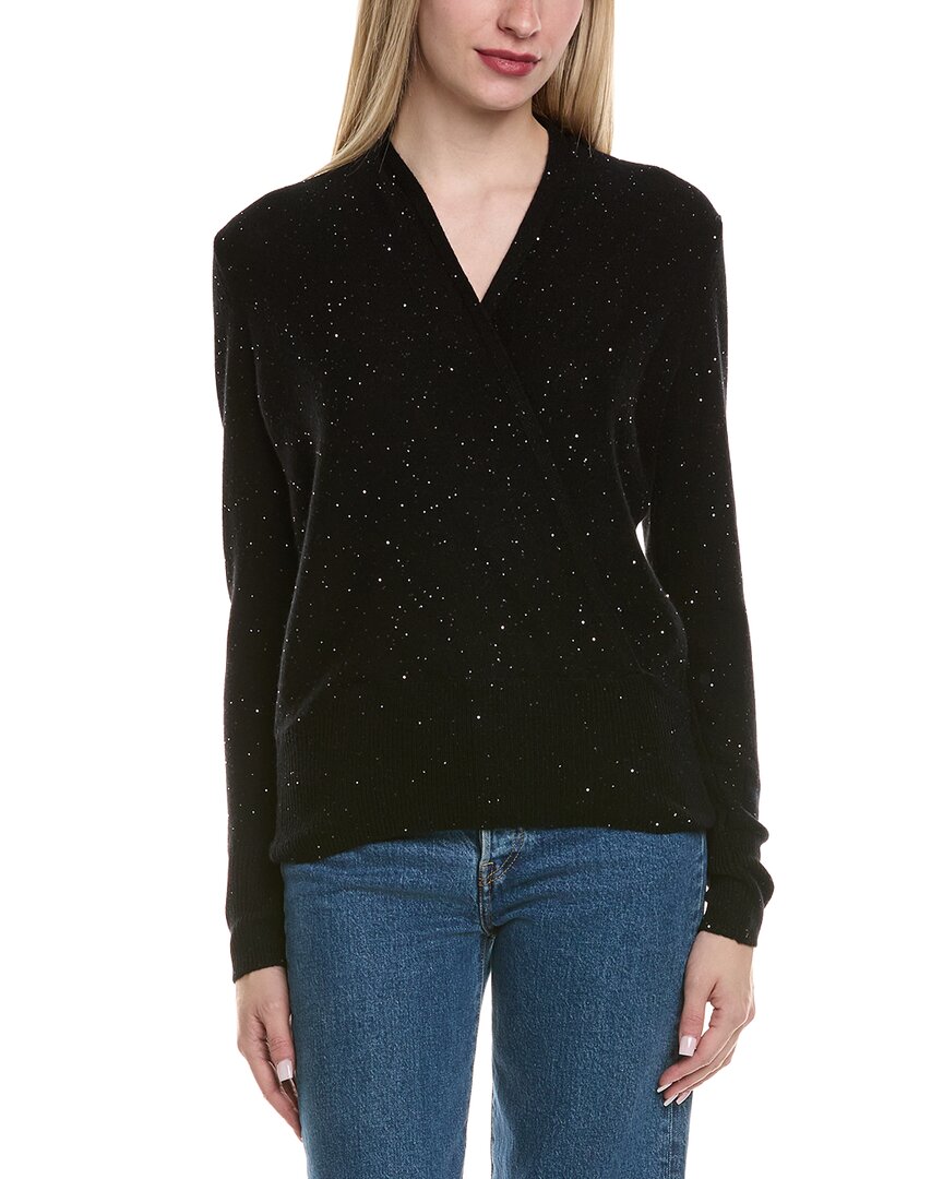 Sofiacashmere Sequin Faux Wrap Wool & Cashmere-Blend Sweater