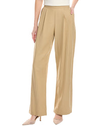 Enza Costa Twill Pleated Linen-Blend Pant Brown Multi
