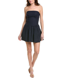 Susana Monaco Poplin Tube Flared Mini Dress Blue