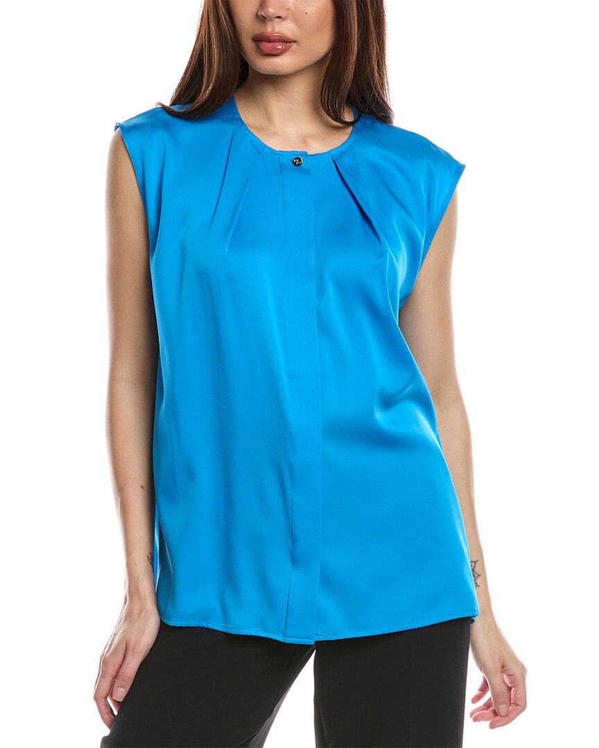 Hugo Boss Bielli Silk-Blend Blouse Blue