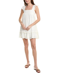 Brook + Lynn Ruffle Linen-Blend Mini Dress Regular 12 (L) White