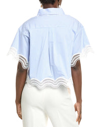 Gracia Lace-Trim Button-Down Shirt