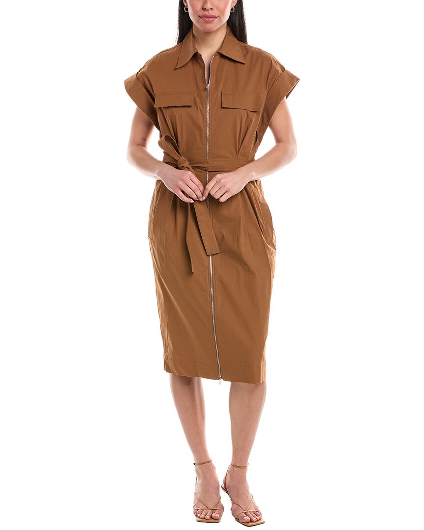 A.L.C. Thea Zip Front Shirtdress Brown Multi