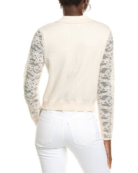 Cece Lace-Sleeve Cardigan