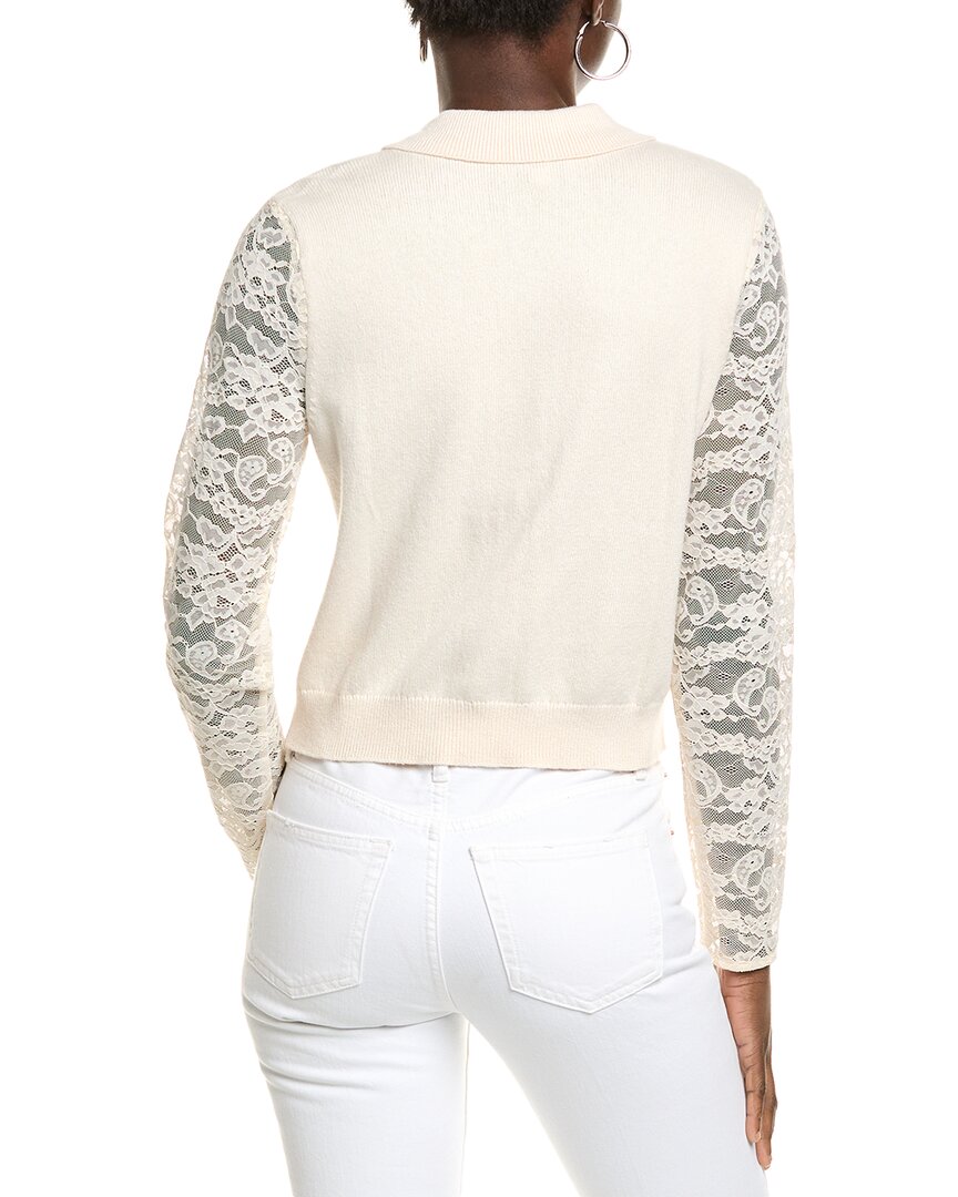 Cece Lace-Sleeve Cardigan