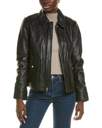 Cole Haan Smooth Leather Jacket Black