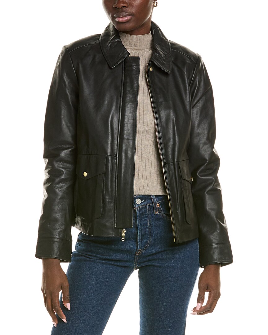Cole Haan Smooth Leather Jacket Black