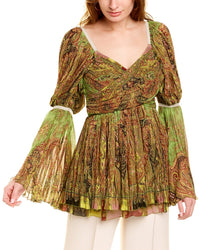 Etro Madras Silk Top Green