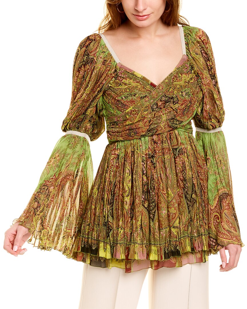 Etro Madras Silk Top Green