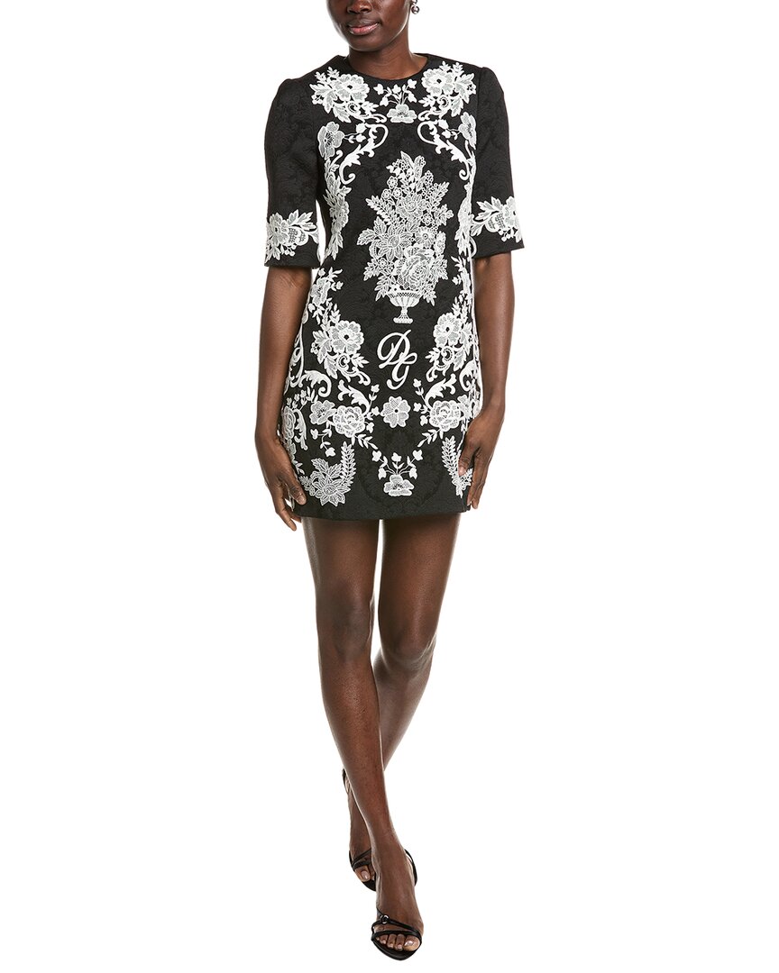 Dolce & Gabbana Jacquard Shift Dress 38 Black