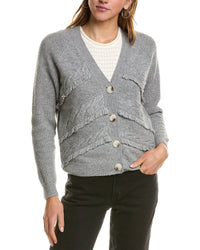 Kier + J Fringe Wool & Cashmere-Blend Sweater Grey Multi
