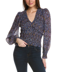 Isabel Marant Etoile Nibel Silk-Trim Top Blue