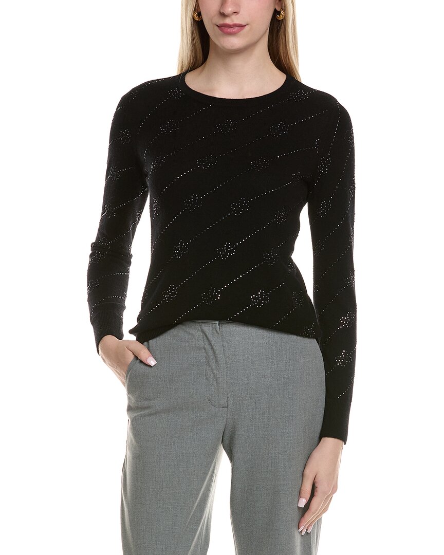 Sofiacashmere Heatset Diagonal Floral Wool & Cashmere-Blend Sweater
